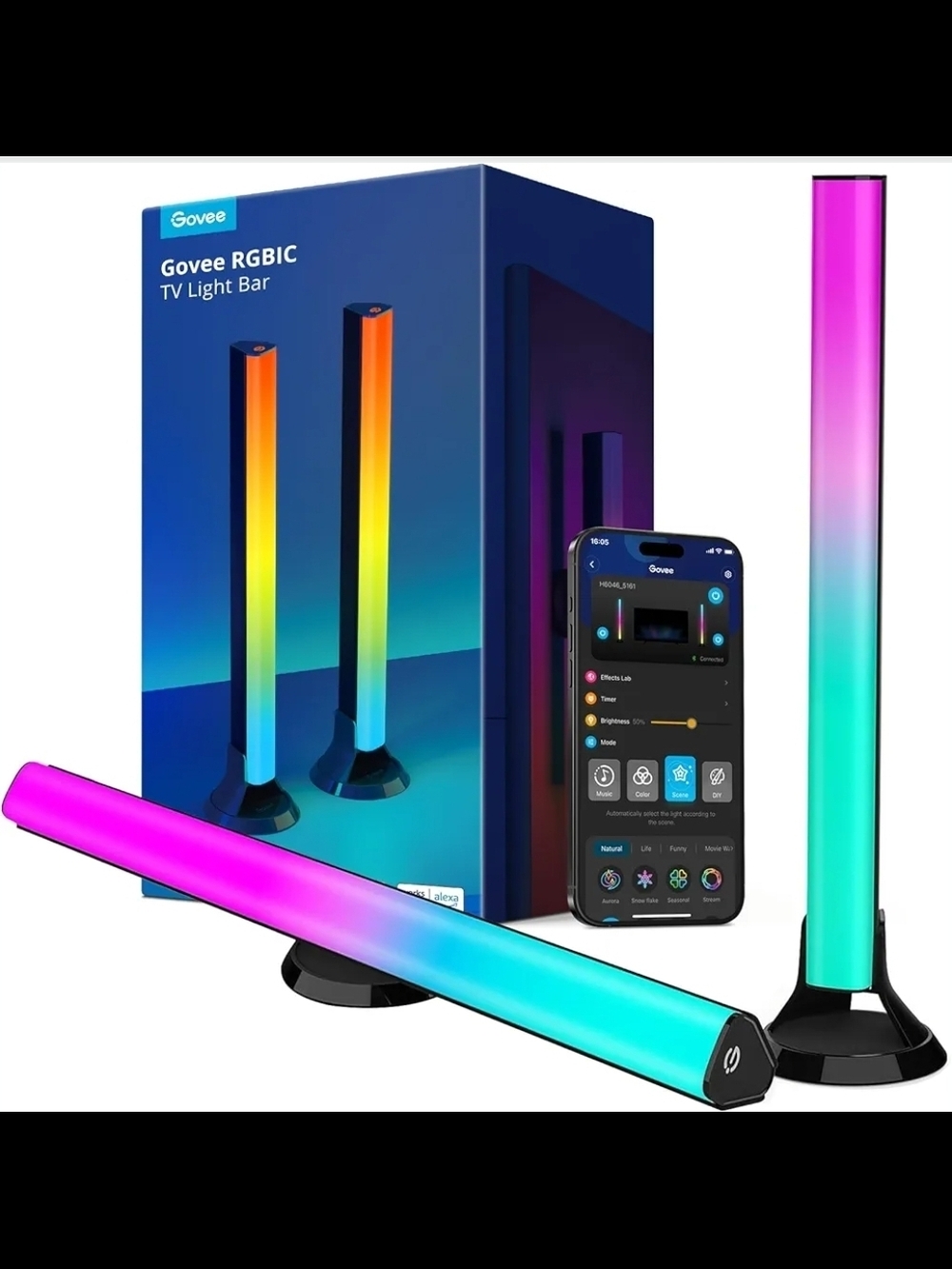 Govee RGBIC Light Bars 15" Wifi TV Backlight Suitable 45-70 Inch TVs NEW/SEALED